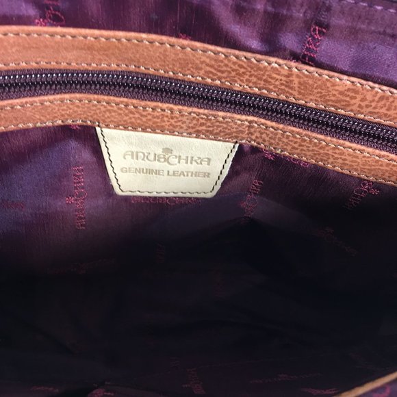 Anuschka  NEVER USED Handpainted Leather Shoulder Bag Floral Peacock - Picture 5 of 10